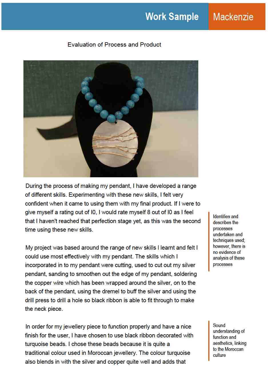 Final product and evaluation of a jewellery project - Mackenzie