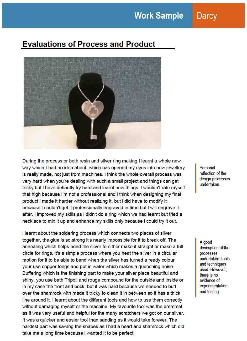 Final product and evaluation of a jewellery project - Darcy