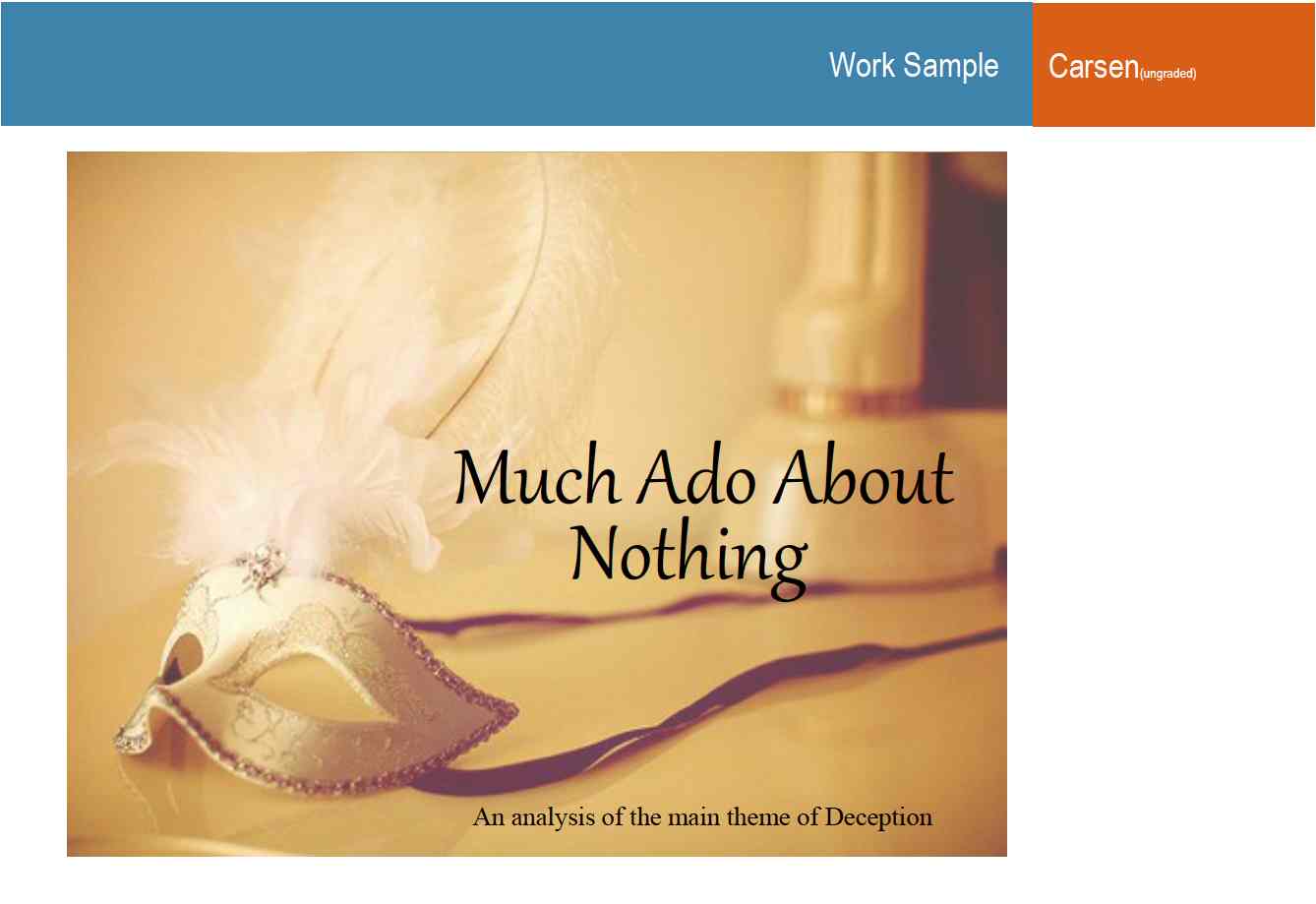 Shakespeare representation task: Much Ado About Nothing - Carsen